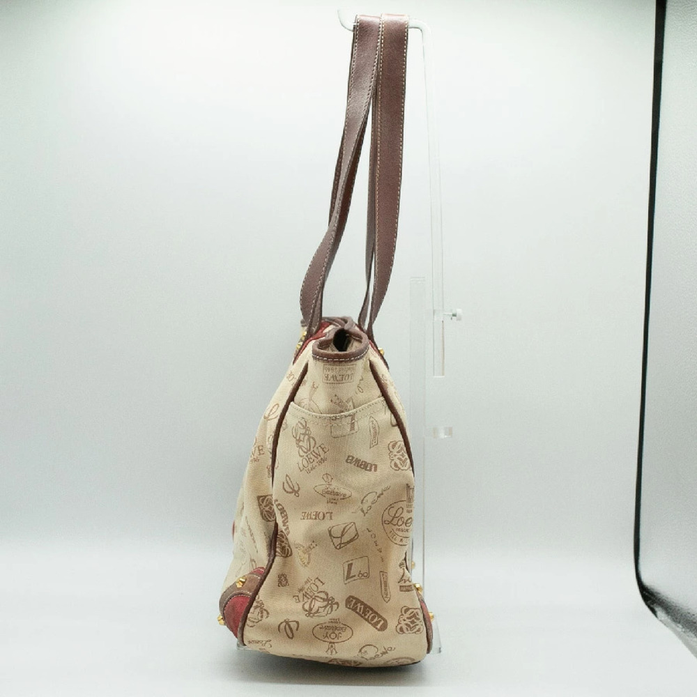 Loewe Beige Tote Anagram Bag Leather Gold Tan Gold